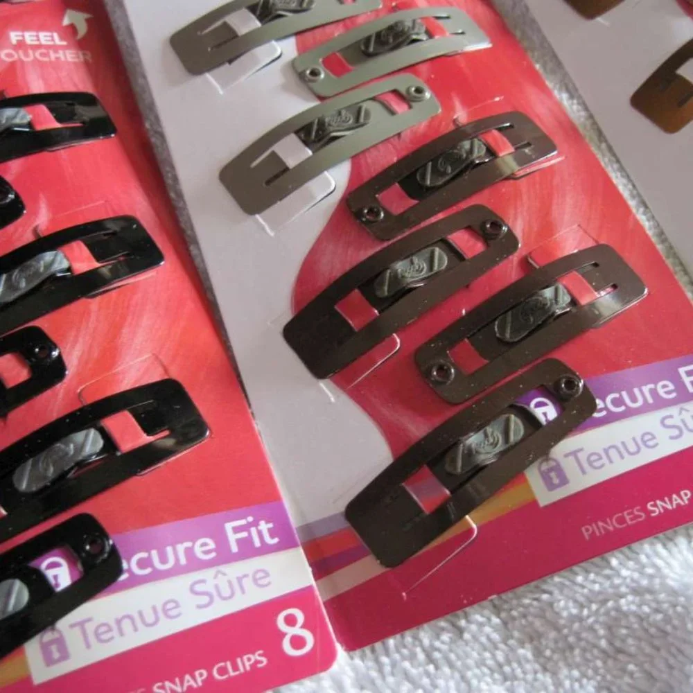8 Goody Stay Put Slide Proof Hair Snap Clips Secure Hold Fit Black Blonde Silver